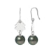 Black Tahitian Pearls Clover Dangling Earrings and Silver 925/1000