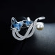 Broche Mariposa Cristal Swarovski Azul y Perla Blanca