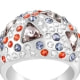 Multicolor Swarovski Crystal Elements Ring and Rhodium Plated - S6
