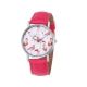 Reloj de moda de Flamante Rosa y pulsera de cuero Rosa 