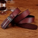 Cinturone para Hombre de cuero texturizado Castaño y Bucle de acero Plata