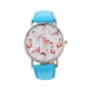 Phantasie Flamingo Rose Uhr und Blau Lederarmband