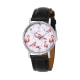 Reloj de moda de Flamante Rosa y pulsera de cuero Negro