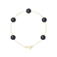 5 Black Freshwater Pearls Bracelet and 750/1000 Yellow Gold