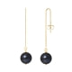Black Freshwater Pearls Dangling Earrings and yellow gold 750/1000 0,6 gr