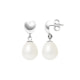 Boucles d'Oreilles Coeurs Pendantes Perles de Culture Blanches et or blanc 375/1000