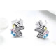 Boucles d'oreilles Licorne orné de Cristal de Swarovski Blanc et Argent 925
