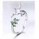 Adjustable Colibri Ring with Swarovski Crystal Green and 925 Silver