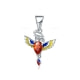 925 Sterling Silver Parrot Charms, Red Crystal and Enamel