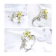 Schmetterling und Blume Ring mit gelb Swarovski-Kristall und 925 Silber