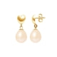 Pink Freshwater Pearls Hearts Dangling Earrings and yellow gold 375/1000