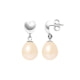 Pink Freshwater Pearls Hearts Dangling Earrings and White gold 375/1000