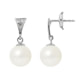 Boucles d'Oreilles Perles de Culture Blanches, Diamants et Or Blanc 750/1000