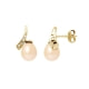 Boucles d'Oreilles Perles de Culture Roses, Diamants 0.08 cts et Or Jaune 750/1000