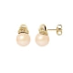 Boucles d'Oreilles Perles de Culture Roses, Diamants 0.06 cts et Or Jaune 750/1000