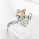 Ring verstellbar Fuchs verziert mit Orange Swarovski-Kristall und 925er Silber