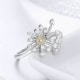 Flower adjustable Ring adorned with Orange Swarovski Crystal and 925 Silver