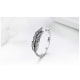 Ring verstellbar Feder verziert mit Weiß Swarovski-Kristall und 925er Silber